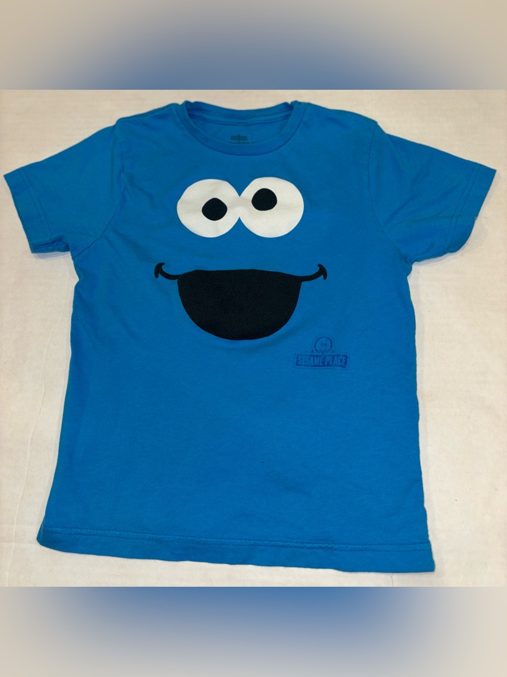 Sesame Street Blue Cookie Monster Face Short Sleeve Tee
